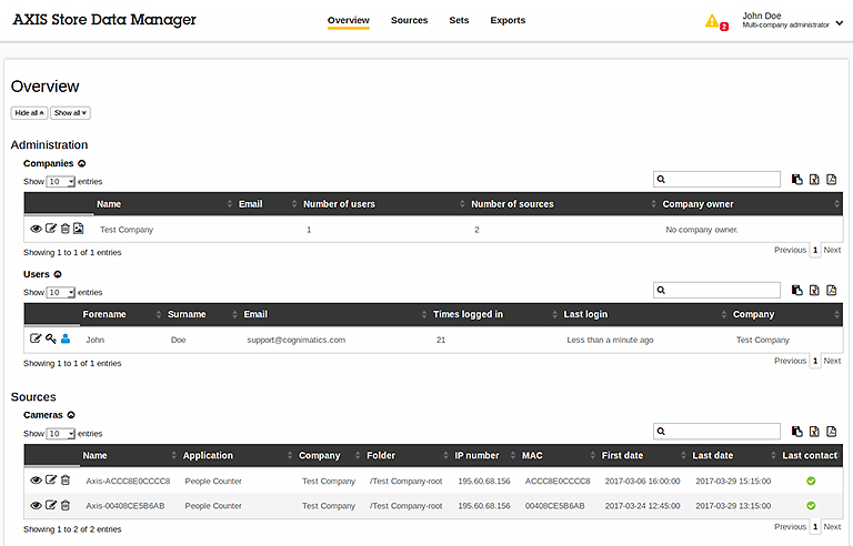 AXIS Store Data Manager Statistik